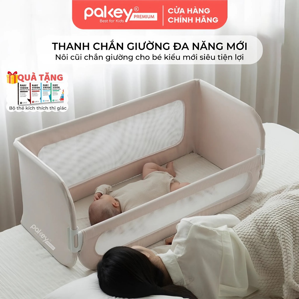 Ảnh Thanh Chắn Giường Đa Năng PAKEY Cao Cấp Có Thể Gập Gọn, Nôi Cũi Trên Giường Tiện Lợi Cho Bé Tặng Kèm Thanh Rời 1