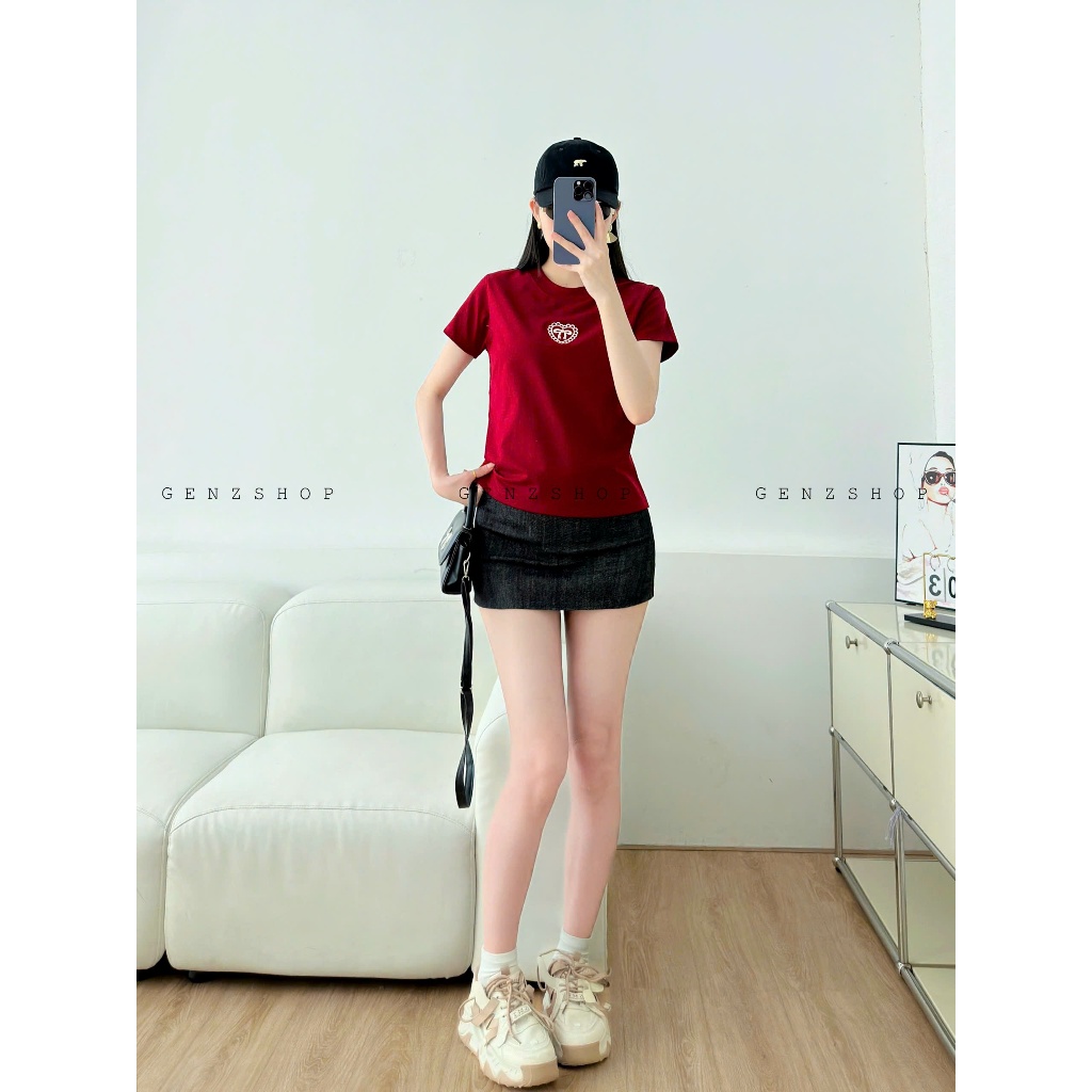 Áo Thun Thêu Trái Tim Nhỏ Xinh Form Babytee Vừa Dễ Phối Đồ Genz BBT25