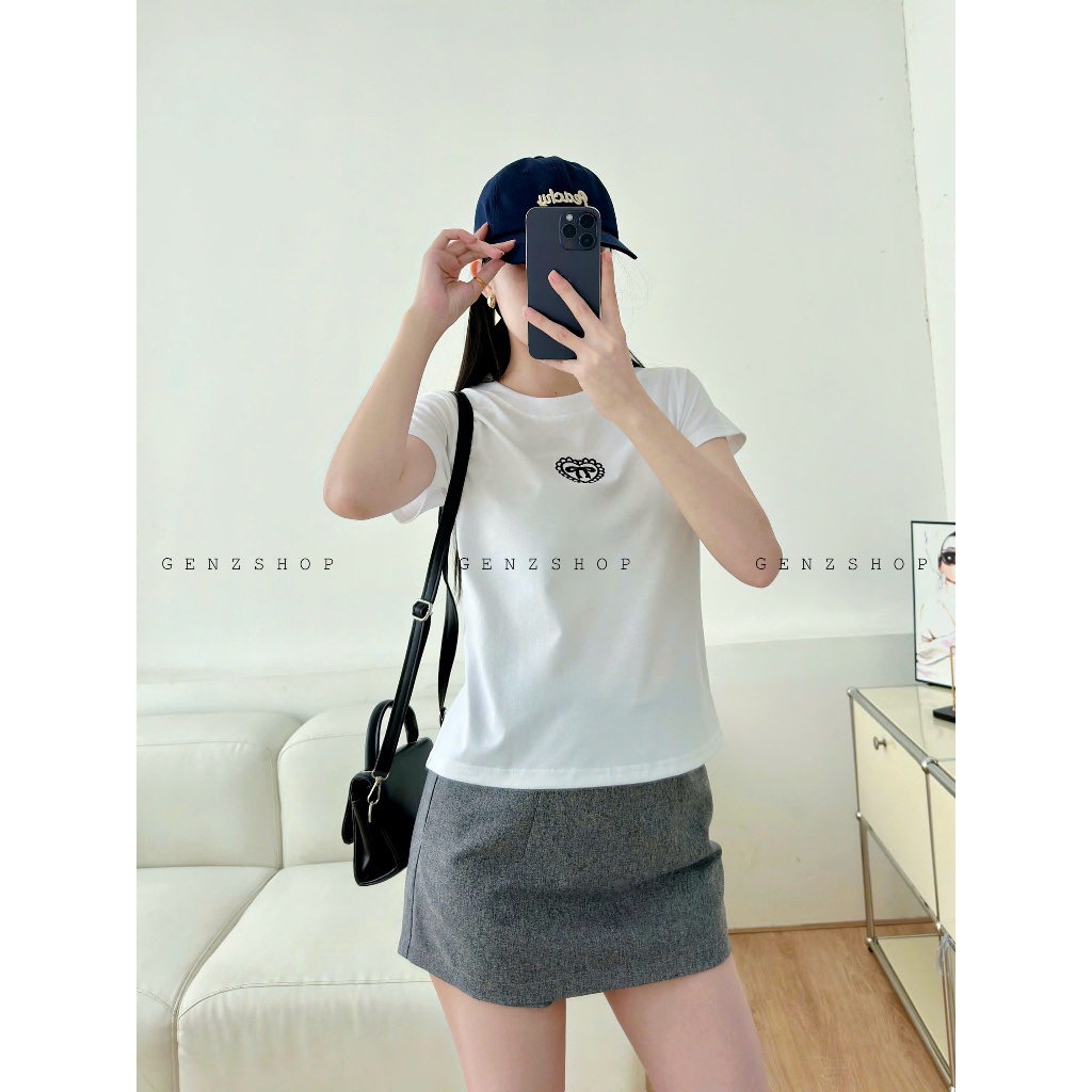 Áo Thun Thêu Trái Tim Nhỏ Xinh Form Babytee Vừa Dễ Phối Đồ Genz BBT25