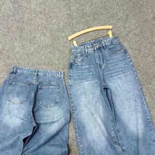 Quần jean nữ bigsize ống rộng dáng suông cạp cao tôn dáng che khuyết điểm cho chuppy- Q540