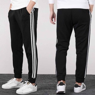 Quần thể dục 3 sọc dáng dài ống suông và bo gấu kiểu jogger tập gym nam nữ unisex có túi lớn - K1