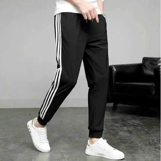 Quần thể dục 3 sọc dáng dài ống suông và bo gấu kiểu jogger tập gym nam nữ unisex có túi lớn - K1