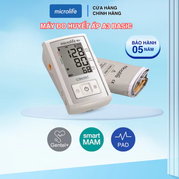 Máy đo huyết áp bắp tay MICROLIFE A3 BASIC cảnh báo rối loạn nhịp tim với công nghệ PAD