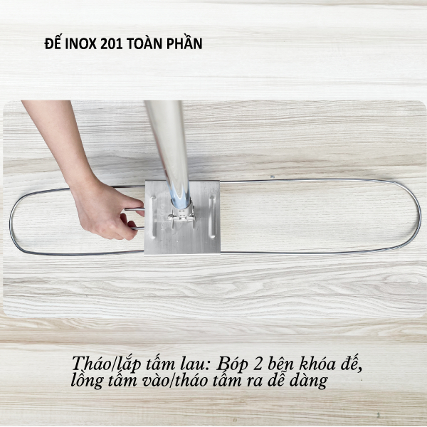Cây Lau Nhà Công Nghiệp CÁN THẲNG Inox Bẹ San Hô 80cm Homeinno Dài 150cm