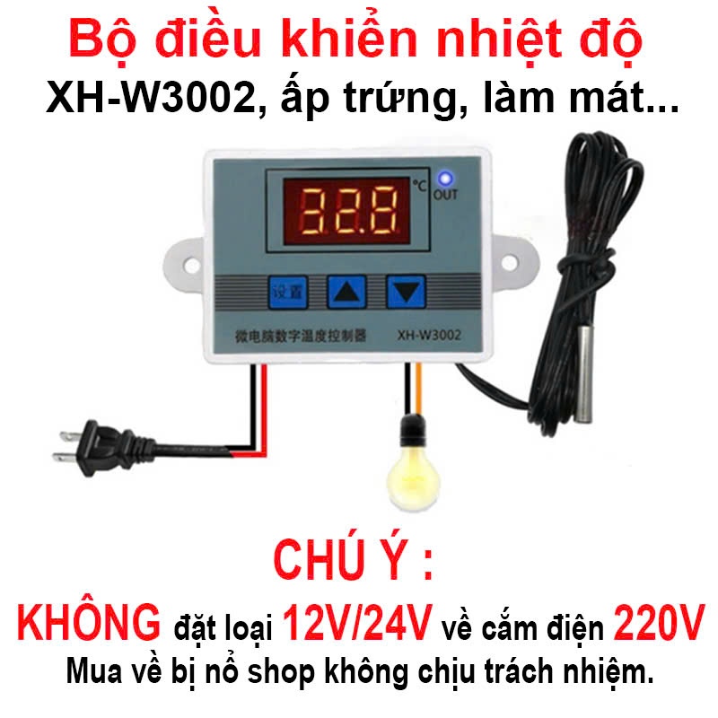 Bộ nhiệt độ, làm máy ấp trứng XH - W3002 - 12V/24V/220V