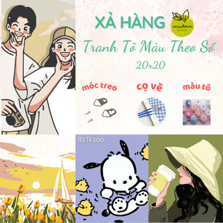 [XẢ HÀNG] Tổng hợp Tranh tô màu theo số chủ đề HOẠT HÌNH, CẶP ĐÔI, ANIME kích thước 20x20cm