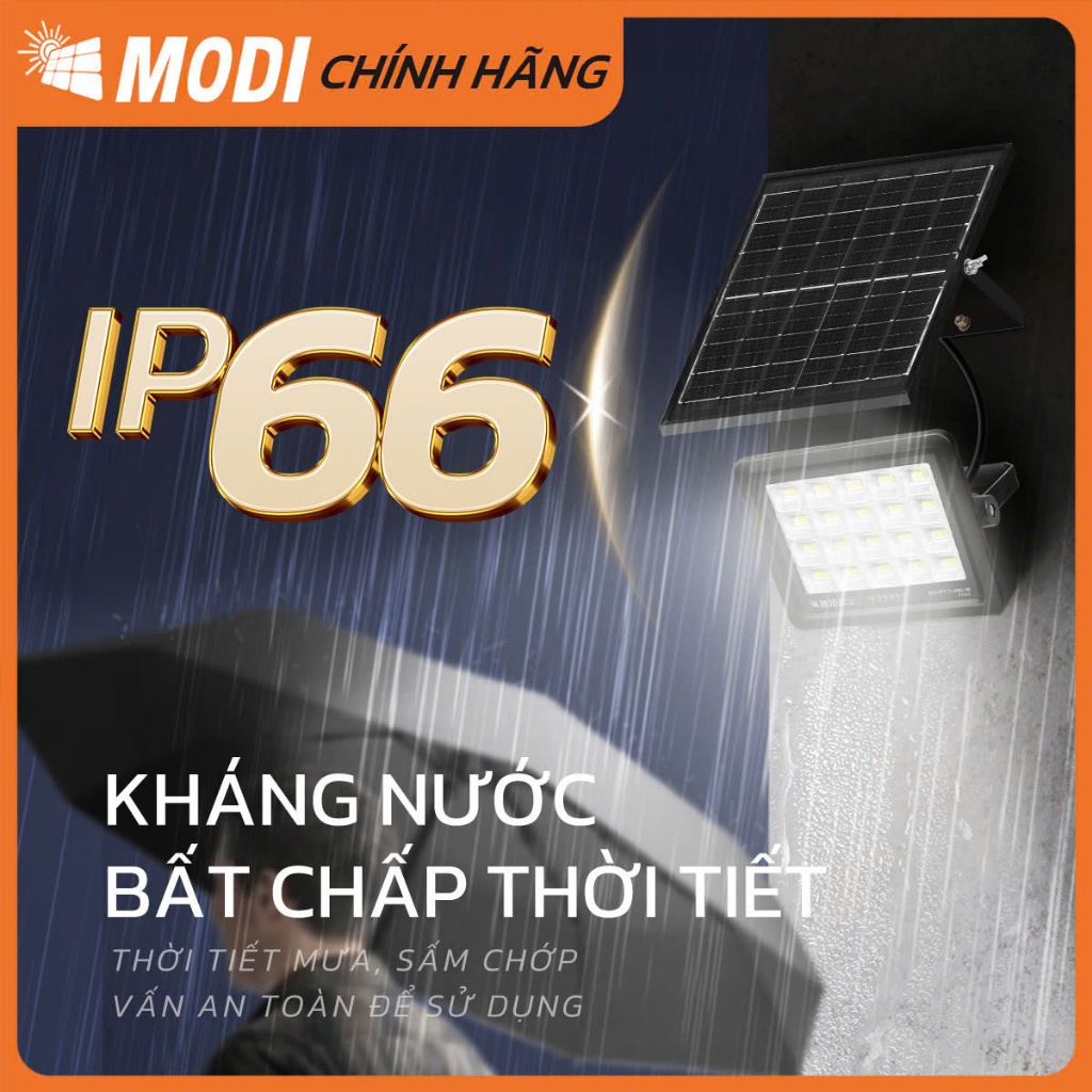 Ảnh Đèn Năng Lượng Mặt Trời MODI SOLAR 100W 200W 300W, Chống Nước IP65, Điều Khiển Từ Xa, Chế Độ Tự Động 4