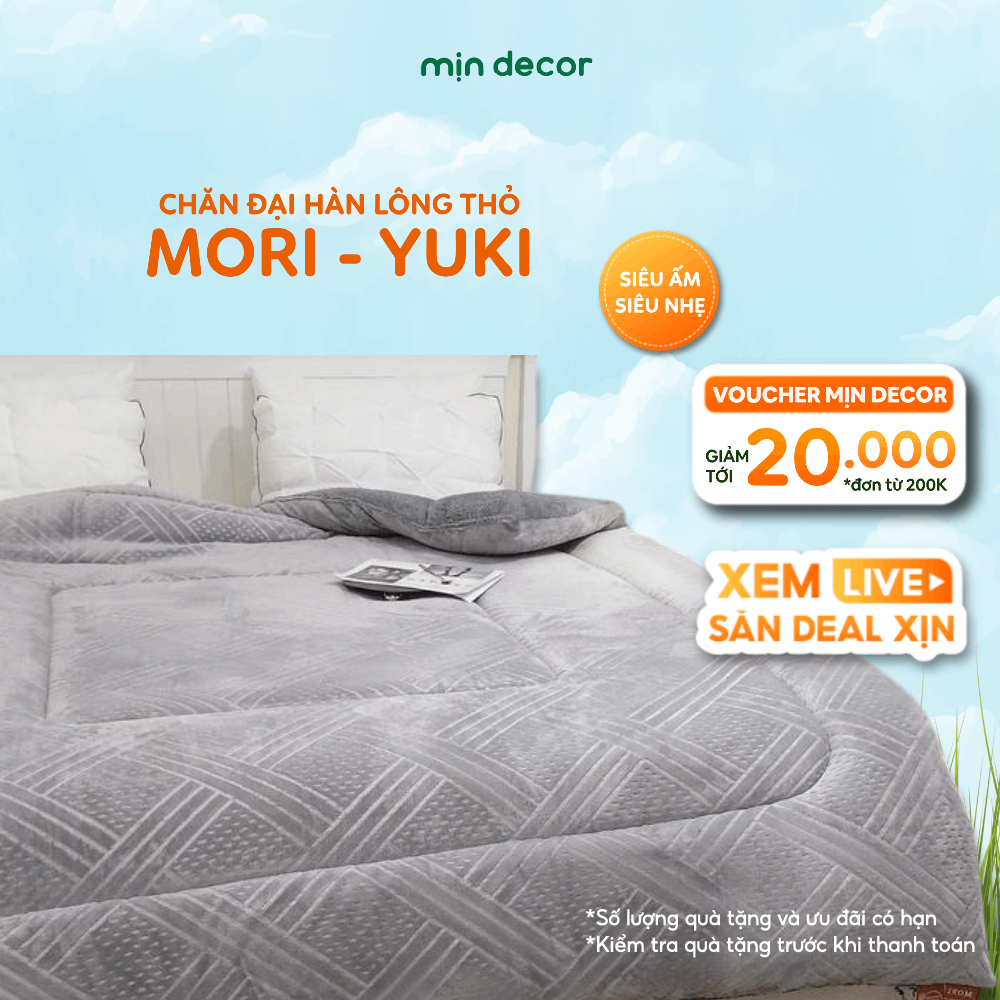 Ảnh Chăn Đại Hàn Lông Thỏ Nhung Tuyết Mori Yuki Mịn Decor Chăn Siêu Ấm 2mx2m2 Nặng 3kg 1