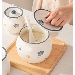 HŨ SỨ ĐỰNG MỠ  (LIỄN) GỐM SỨ CAO CẤP 1400ML, ĐỰNG MỠ, GIA VỊ... CÓ THÌA ,CHỊU NHIỆT CAO, DỄ DÀNG VỆ SINH