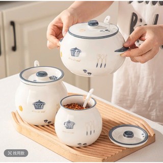 HŨ SỨ ĐỰNG MỠ  (LIỄN) GỐM SỨ CAO CẤP 1400ML, ĐỰNG MỠ, GIA VỊ... CÓ THÌA ,CHỊU NHIỆT CAO, DỄ DÀNG VỆ SINH