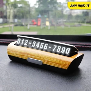 Bảng số điện thoại để xe ô tô cao cấp vân gỗ, vân đá, kẻ ghi, đen trơn bảng số điện thoại gắn trên taplo ô tô