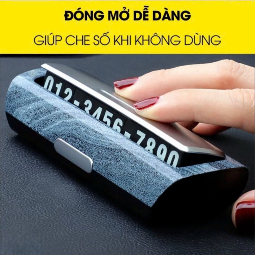 Bảng số điện thoại để xe ô tô cao cấp vân gỗ, vân đá, kẻ ghi, đen trơn bảng số điện thoại gắn trên taplo ô tô
