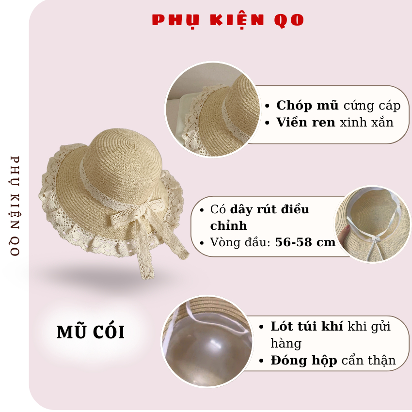 [MỞ BÁN] Túi Cói - Mũ Cói Đi Biển Rộng Vành Sóng Phối Nơ Xinh T17M17