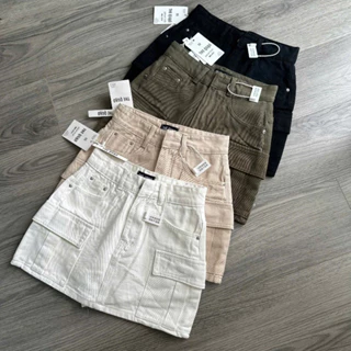 THE QUẠO - Chân Váy Nữ Lưng Cao Túi Hộp Chất vải Jeans mềm mịn có quần trong R1304_414