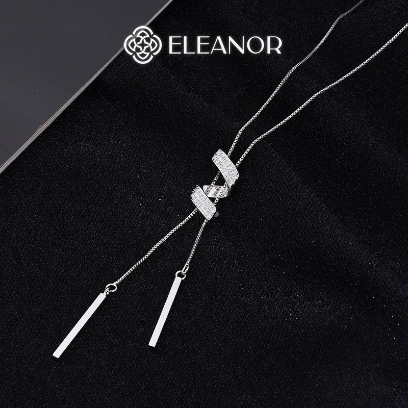 Dây chuyền nữ titan Eleanor Accessories dây rút viền xoắn đính đá phụ kiện trang sức vòng cổ 9561