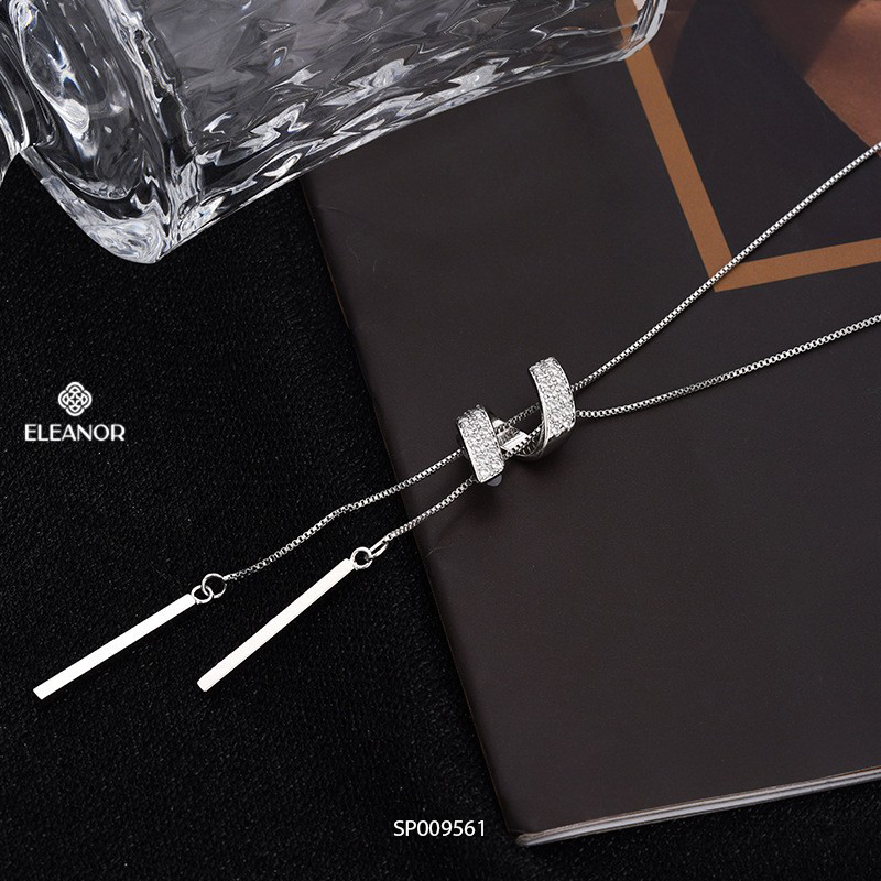 Dây chuyền nữ titan Eleanor Accessories dây rút viền xoắn đính đá phụ kiện trang sức vòng cổ 9561