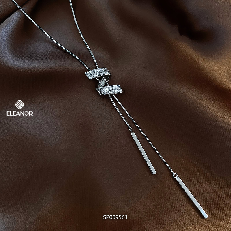 Dây chuyền nữ titan Eleanor Accessories dây rút viền xoắn đính đá phụ kiện trang sức vòng cổ 9561