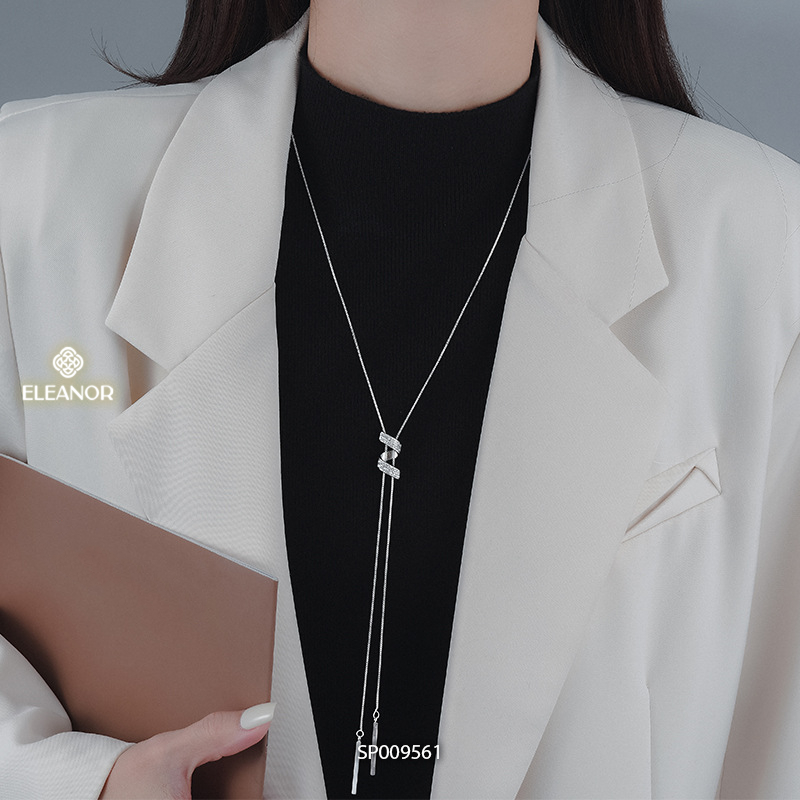 Dây chuyền nữ titan Eleanor Accessories dây rút viền xoắn đính đá phụ kiện trang sức vòng cổ 9561