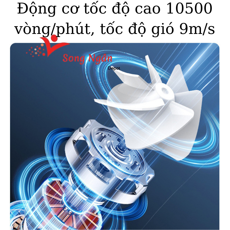 Quạt Turbo Jet 4000 mAh có thể sạc cầm tay di động gió mạnh tốc độ cao 100 vòng/phút quạt cầm tay
