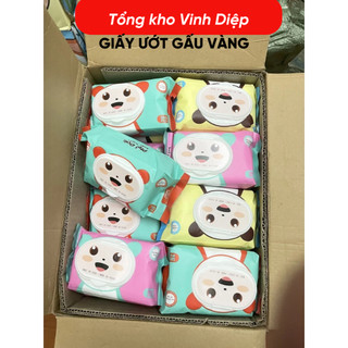 Khăn ướt gấu vàng Phúc Đạt an toàn cho mẹ và bé , combo 5 gói