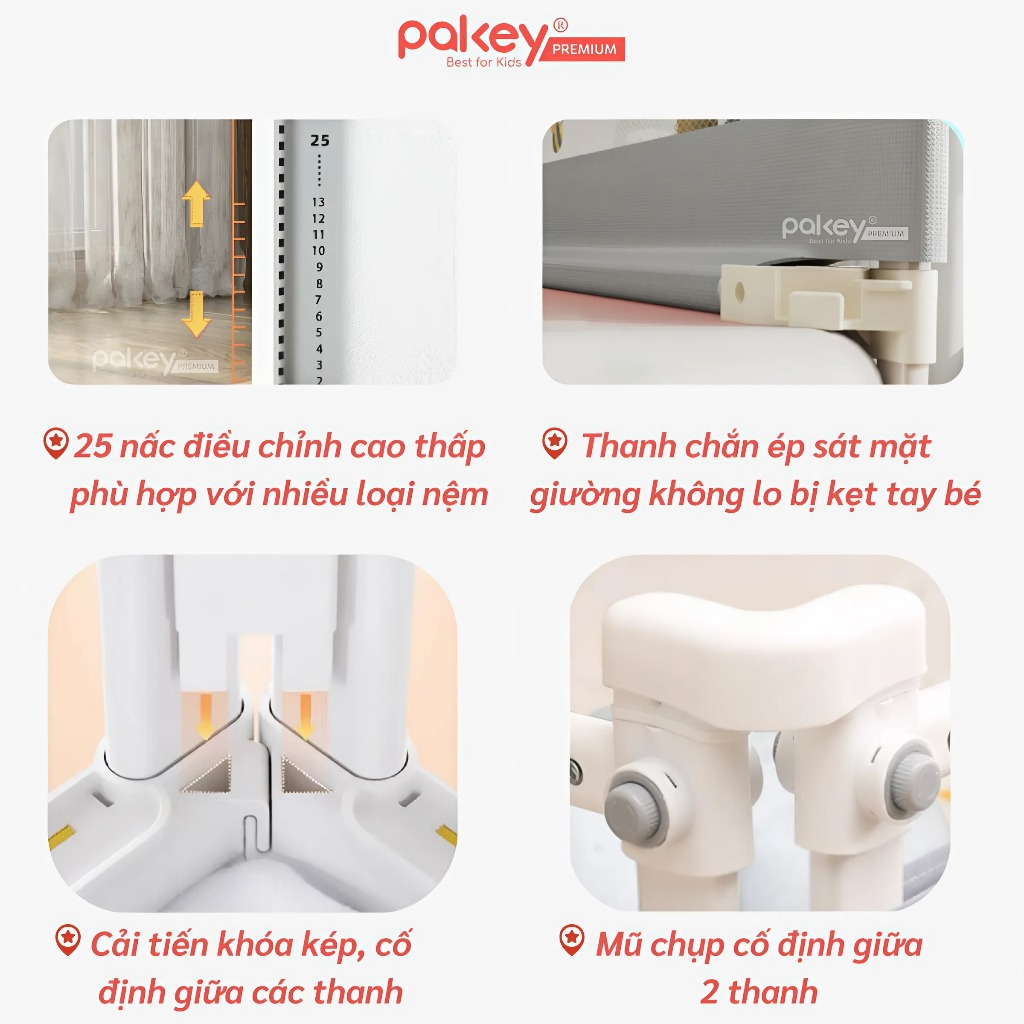 Ảnh Thanh Chắn Giường Gấp Gọn PAKEY NK01 Thiết Kế Nâng Cấp Không Cần Lắp Đặt Chắc Chắn Cho Bé, Chặn Giường Nâng Hạ 1 Bên 3