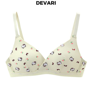 Áo ngực nữ không gọng đệm mút mỏng thoáng khí họa tiết hello kitty dễ thương xinh xắn DEVARI A224