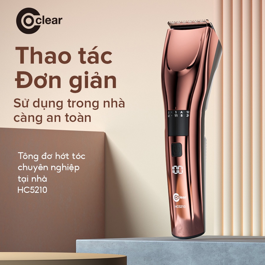 Ảnh Tông đơ cắt tóc điện COCLEAR HC5210, cổng Type-C, lưỡi dao góc nhọn tự mài, 20 mức điều chỉnh. Bảo hành một năm 1