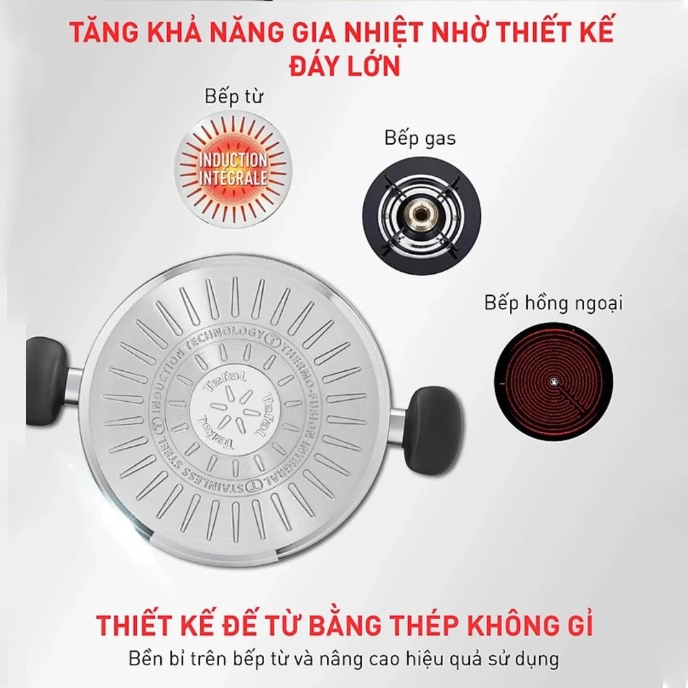 Bộ nồi inox Tefal Primary 16/18/20cm (E308S674) - Bảo hành chính hãng 24 tháng [Hỏa tốc Hcm]