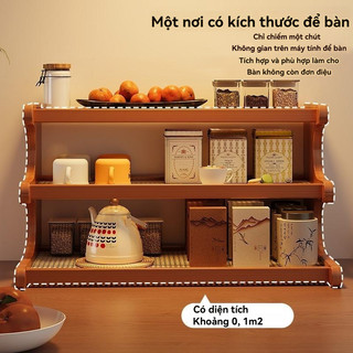 Giá để đồ để bàn bằng mây nhiều lớp, giá sách, giá để đồ bằng gỗ đơn giản, giá để đồ để bàn