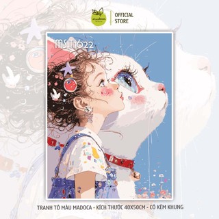[HỎA TỐC] Tranh tô màu theo số. Tranh số hóa HOT TREND 40x50cm có khung