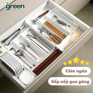 Khay đựng đũa thìa chia ngăn kéo nhà bếp Greenhome có thể mở rộng, tháo rời tùy chỉnh đa năng