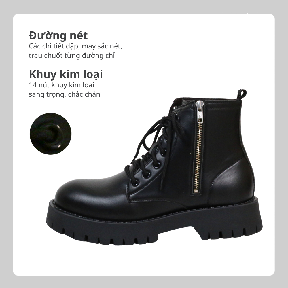 Ảnh Giày Chunky Combat Boots da khóa kéo thời trang INICHI G1111 da lì loại tốt 1