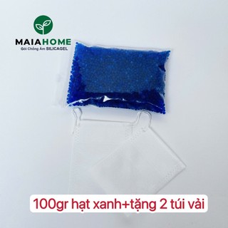 [SiliCagel Xanh] Hạt hút ẩm Xanh 100g tặng kèm 2 túi vải
