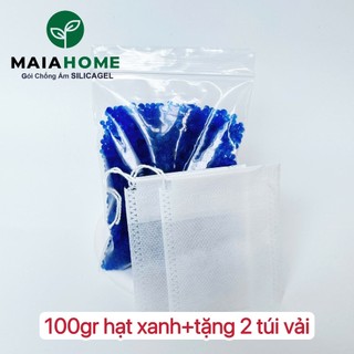 [SiliCagel Xanh] Hạt hút ẩm Xanh 100g tặng kèm 2 túi vải