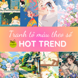 [HỎA TỐC] Tranh tô màu theo số. Tranh số hóa HOT TREND 40x50cm có khung