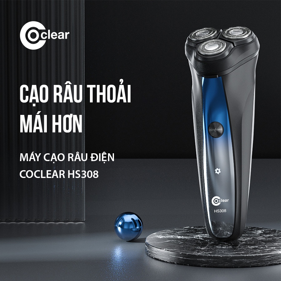 Ảnh máy cạo râu điện Coclear HS308   Lưới dao kép 3D, sạc qua type-C, sạc nhanh,có dao cạo phần tóc mai, bảo hành 1 năm 1