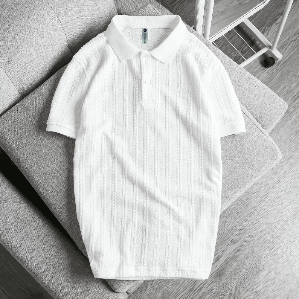 Áo thun polo ngắn tay vân dệt kim form basic sang trọng thanh lịch, phong cách quý ông Halley E22