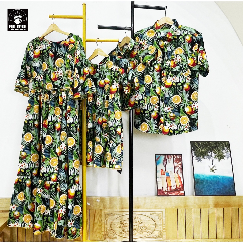 Đồ Gia Đình Fig Tree Họa Tiết Trái Cam Mùa Hè Tươi Mát Đi Biển, Du Lịch, Chất Kate mát, MS 192