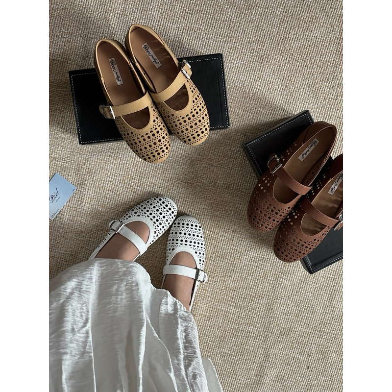 Giày Búp Bê Lưới Nữ Quai Ngang Sandals Đế Mềm Happy Feelings Summer 2025
