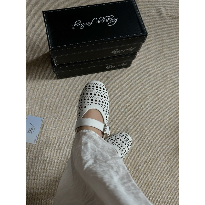Giày Búp Bê Lưới Nữ Quai Ngang Sandals Đế Mềm Happy Feelings Summer 2025