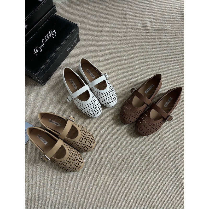 Giày Búp Bê Lưới Nữ Quai Ngang Sandals Đế Mềm Happy Feelings Summer 2025