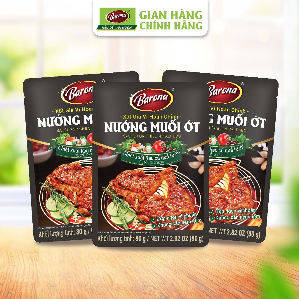 Ảnh Combo 3 Gói Gia Vị Nướng Muối Ớt Barona 80g ướp ngon chuẩn vị không cần nêm nếm 1