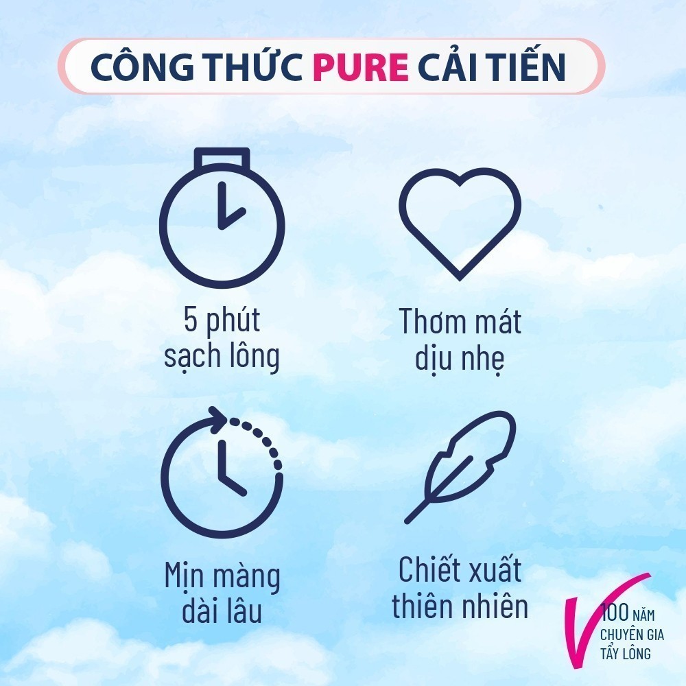 Ảnh Combo 5 Kem tẩy lông Veet Pure cho da nhạy cảm, hộp lớn 100g tiết kiệm, công thức Pure cải tiến 1