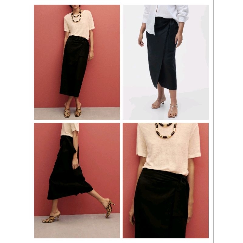 (BomoHouse) Chân váy midi linen MNG* bigsize - dư xịn