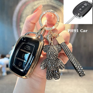 (Khóa Gập ) Bao Da Ốp Khóa Chìa Hyunđai Accent Blue 2013 2017, Solati ,Elantra 2013 2015, I10 Bản Base