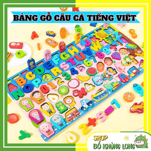 Đồ Chơi Bảng Gỗ Câu Cá 5/6/7/8IN1 Học Số Chữ Cái Tiếng Việt Động Vật Phương Tiện Phát Triển Trí Tuệ Cho Bé BỐ KHỦNG LONG
