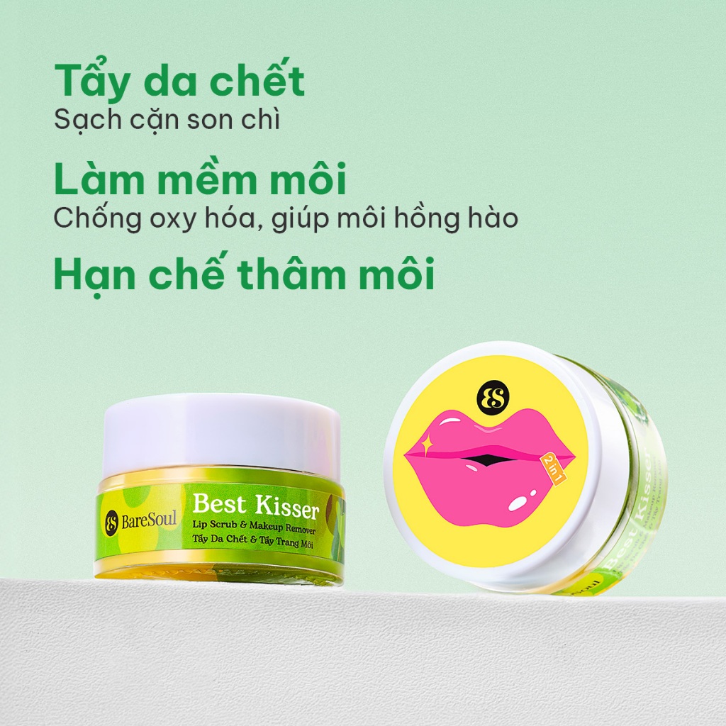 Ảnh (Công thức cải tiến) Tẩy Da Chết Môi hỗ trợ giảm thâm sần BareSoul Best Kisser Lip Scrub & Make Up Remover 20g 1