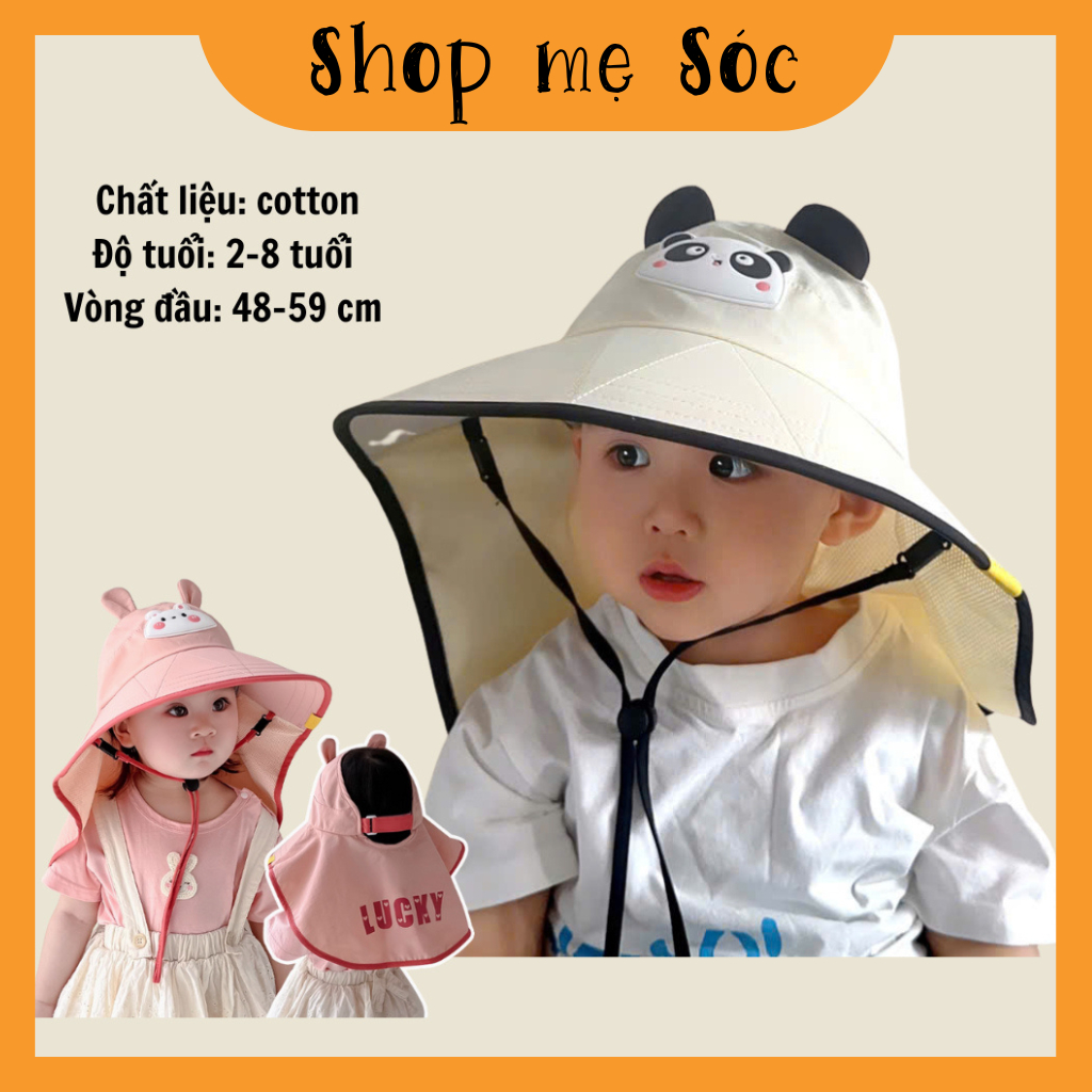 Mũ Vành Rộng Hở Chóp Hình Thú Đáng Yêu Che Nắng , Chống Nắng Cho Bé Thoáng Khí Chống Tia UV Cho Bé Từ 2-8 tuổi mesocshop