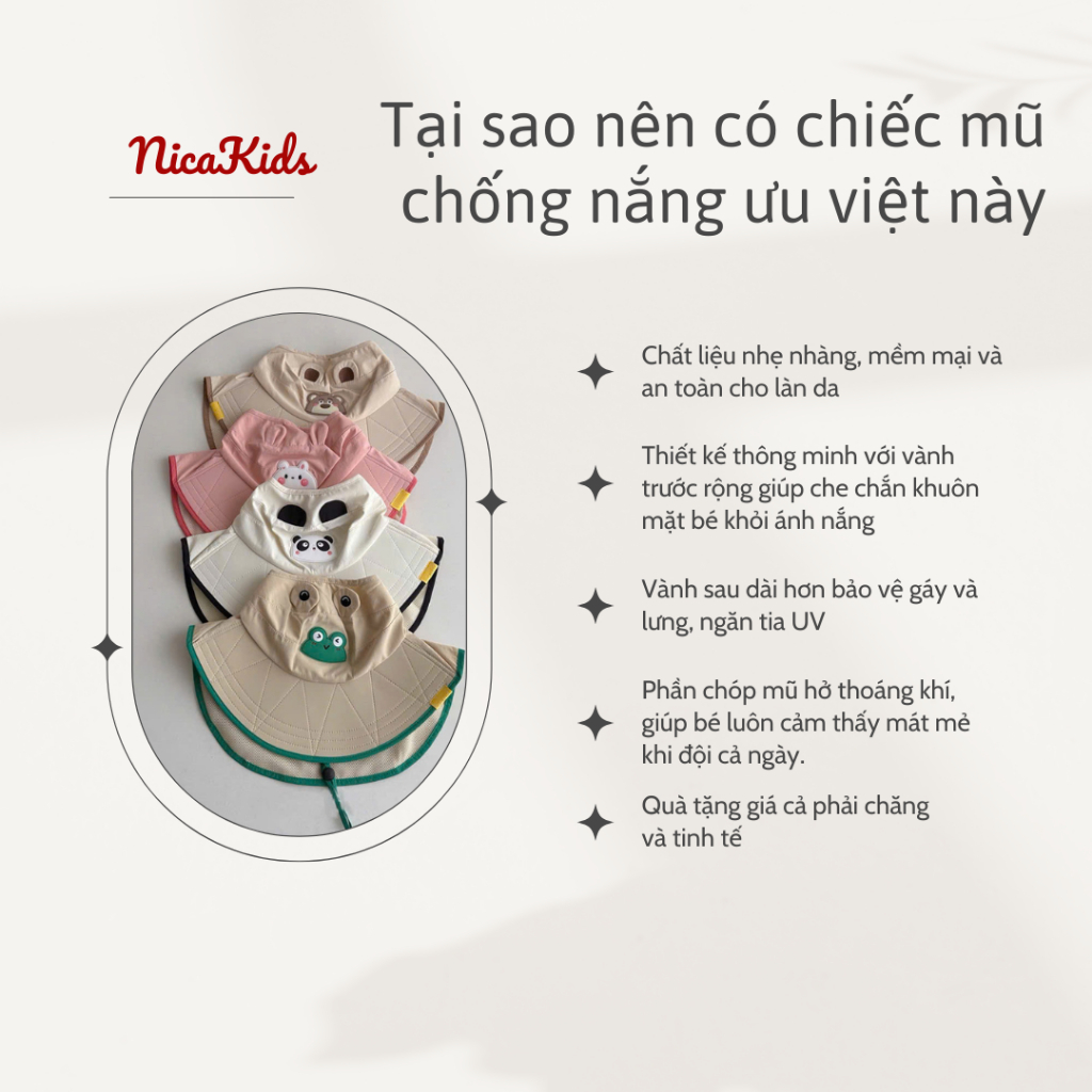 Mũ Vành Rộng Hở Chóp Hình Thú Đáng Yêu Che Nắng , Chống Nắng Cho Bé Thoáng Khí Chống Tia UV Cho Bé Từ 2-8 tuổi mesocshop