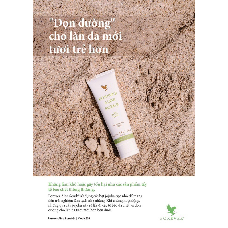 TẨY TẾ BÀO CHẾT– Forever Aloe Scrub 238Flp. Loại Bỏ Da Chết, Giúp Da Sáng Mịn, Sạch Dầu Nhờn. 99g